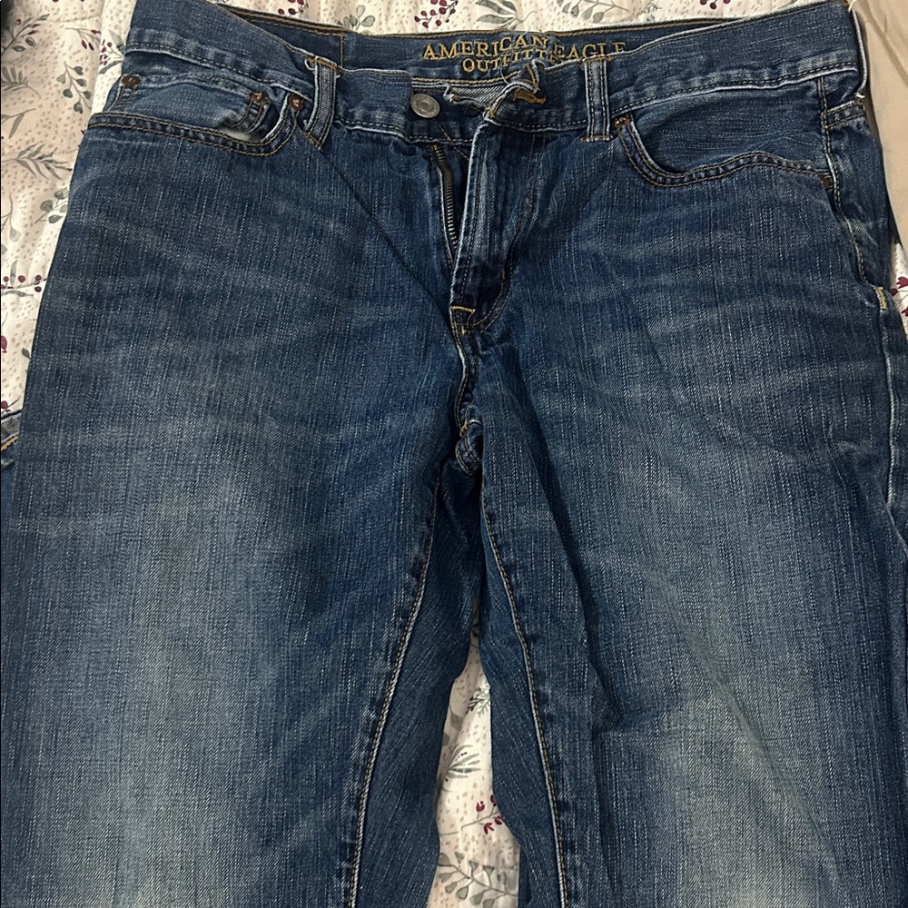 American Eagle Outfitters Men's Dark Blue Straight Jeans